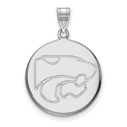 14K Weißgold Logoart Kansas State University Wildkatze Groß Plättchen Anhänger