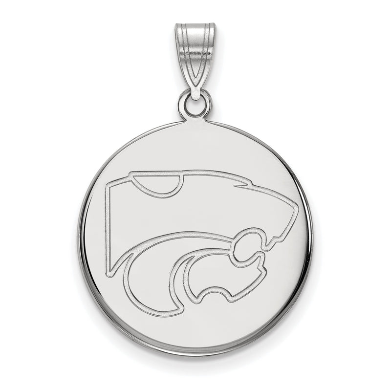 14K Weißgold Logoart Kansas State University Wildkatze Groß Plättchen Anhänger
