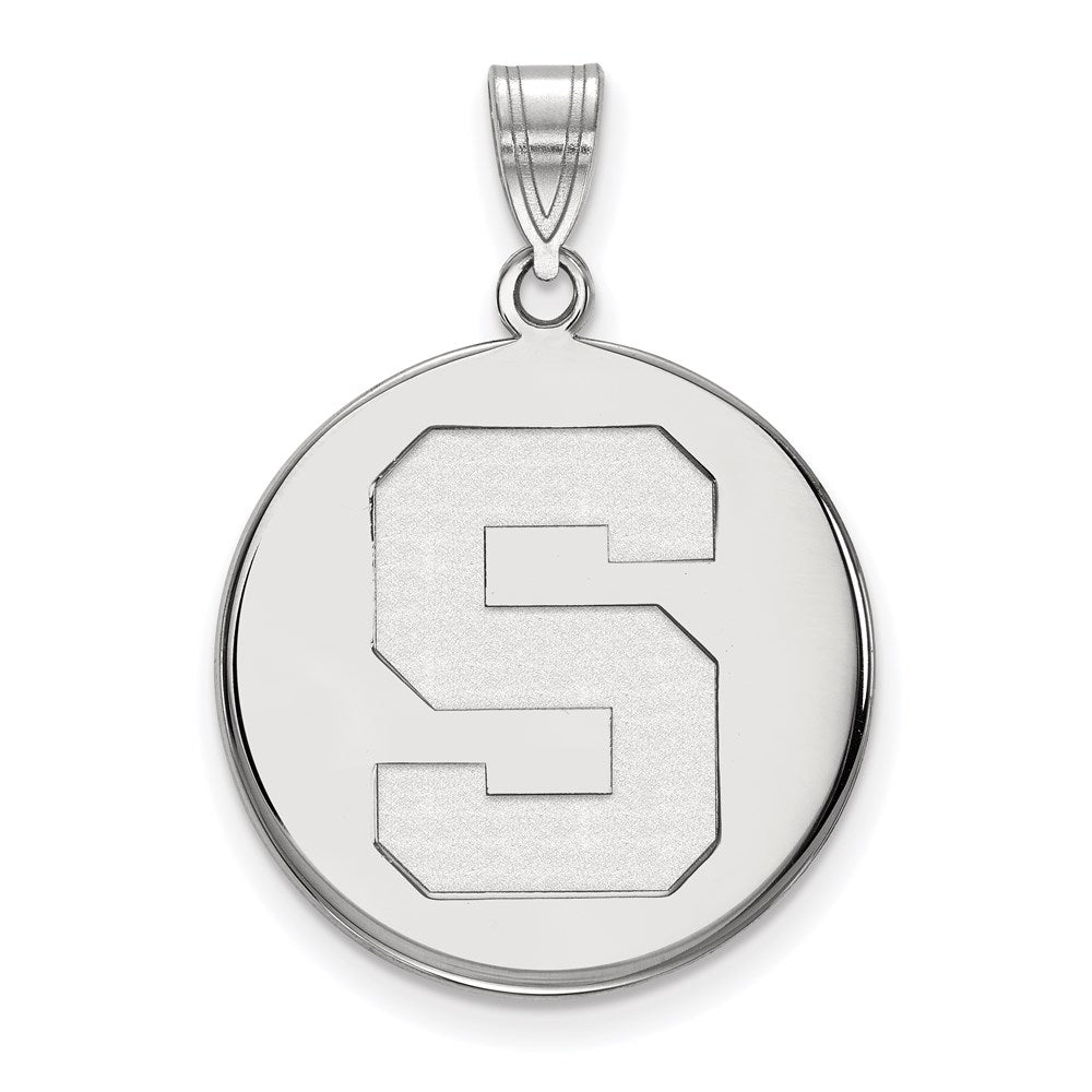 14K Weißgold Logoart Michigan State University Buchstabe S Groß Plättchen Anhänger