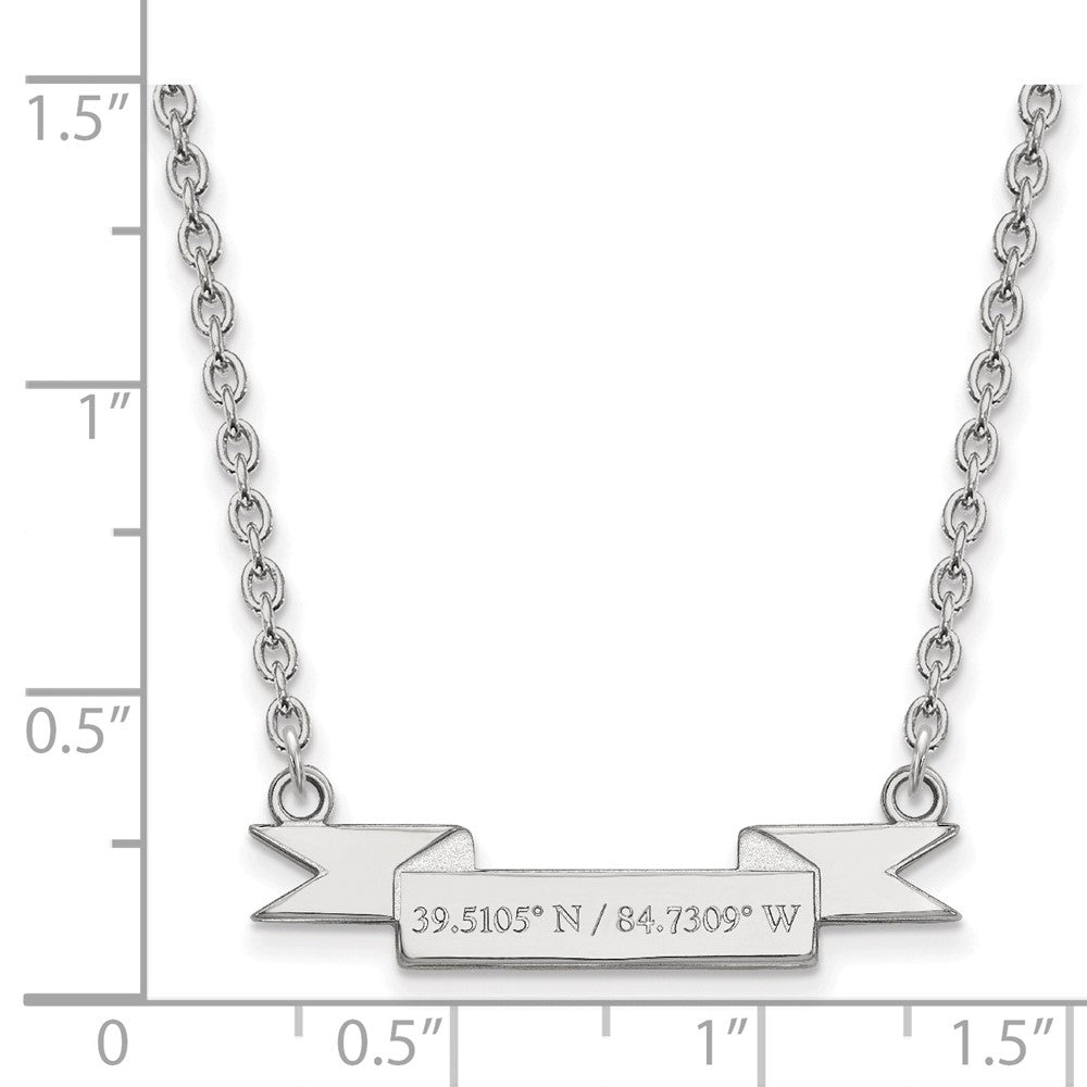 Sterlingsilber Rhodiniert Logoart Miami University Ohio Klein Latitude Banner Anhänger 18 Zoll Halskette