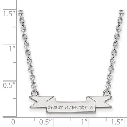 Sterlingsilber Rhodiniert Logoart Miami University Ohio Klein Latitude Banner Anhänger 18 Zoll Halskette