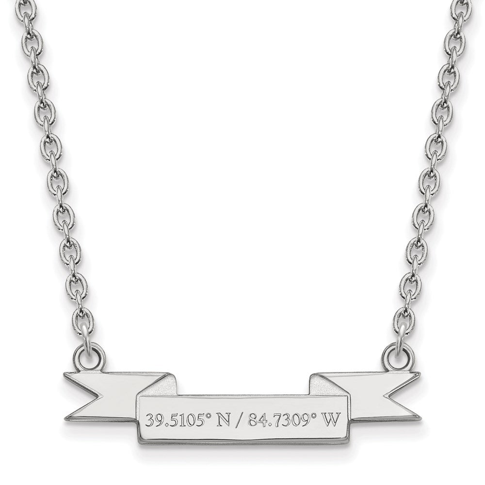 Sterlingsilber Rhodiniert Logoart Miami University Ohio Klein Latitude Banner Anhänger 18 Zoll Halskette