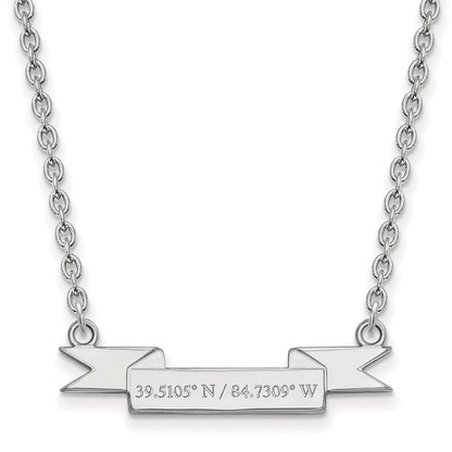 Sterlingsilber Rhodiniert Logoart Miami University Ohio Klein Latitude Banner Anhänger 18 Zoll Halskette