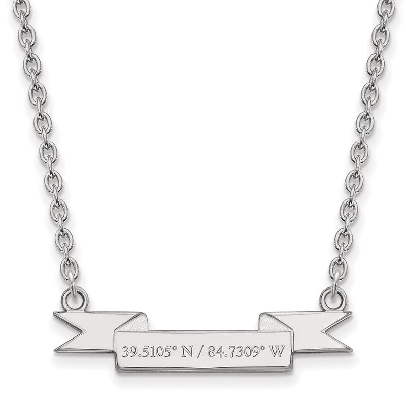Sterlingsilber Rhodiniert Logoart Miami University Ohio Klein Latitude Banner Anhänger 18 Zoll Halskette