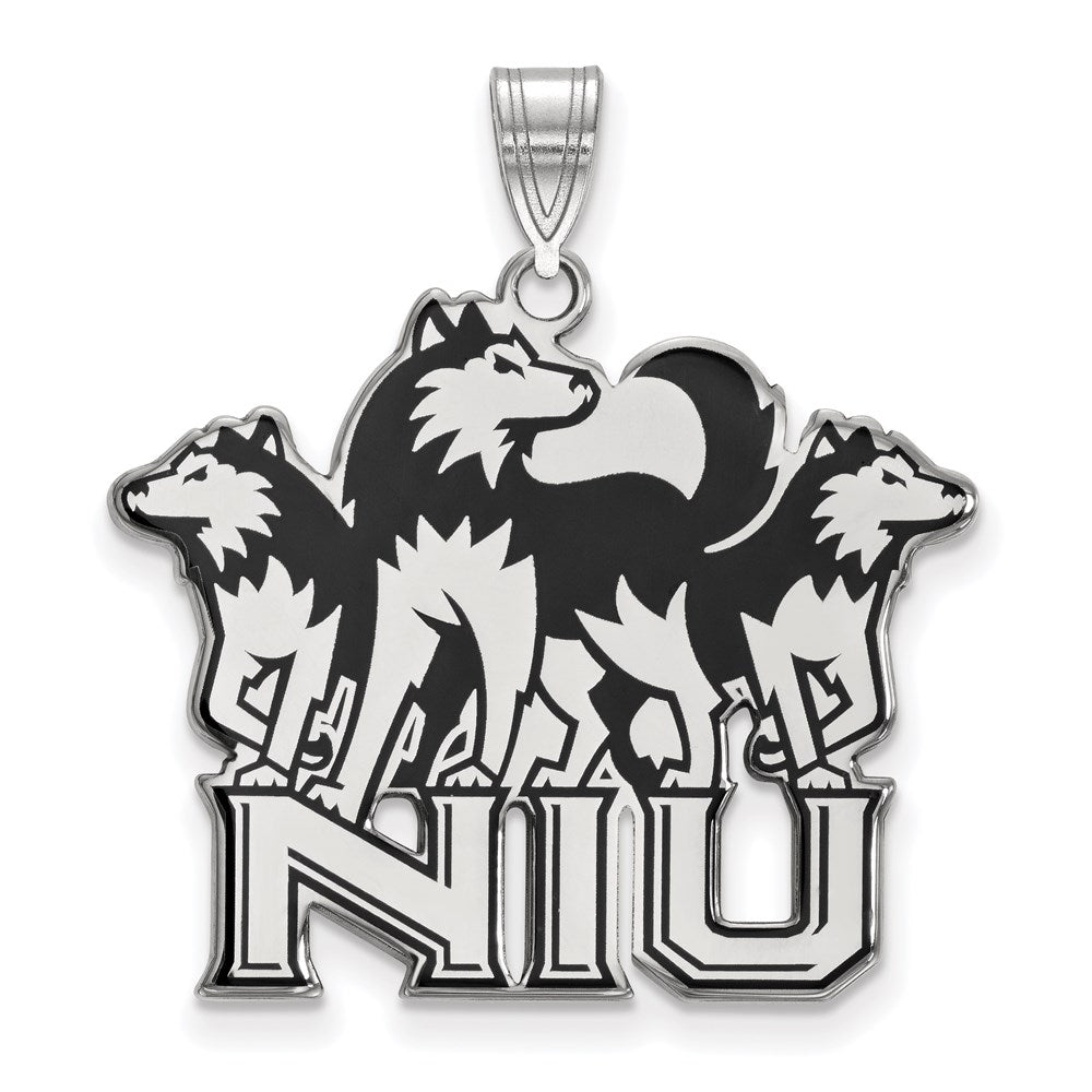 Sterlingsilber Rhodiniert Logoart Northern Illinois University N I U mit Huskies Extra Groß Emailliert Anhänger