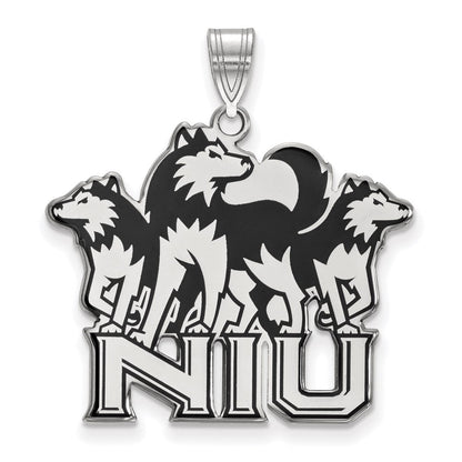 Sterlingsilber Rhodiniert Logoart Northern Illinois University N I U mit Huskies Extra Groß Emailliert Anhänger