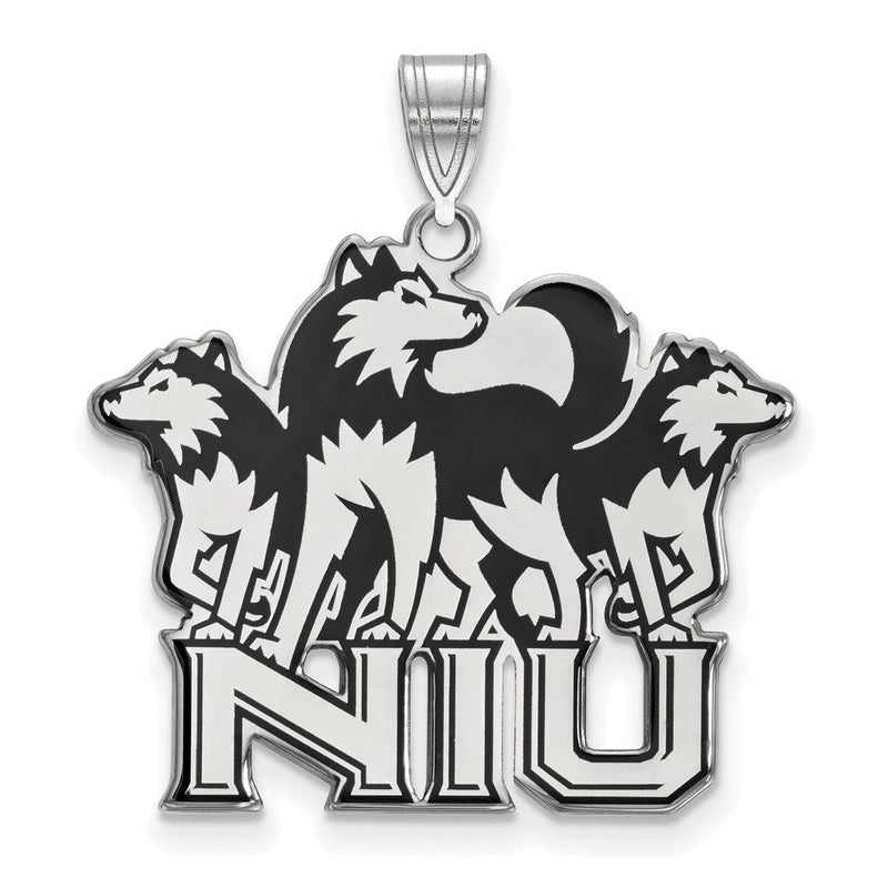 Sterlingsilber Rhodiniert Logoart Northern Illinois University N I U mit Huskies Extra Groß Emailliert Anhänger