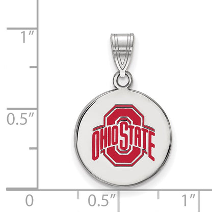 Sterlingsilber Rhodiniert Logoart The Ohio State University Mittel Emailliert Plättchen Anhänger