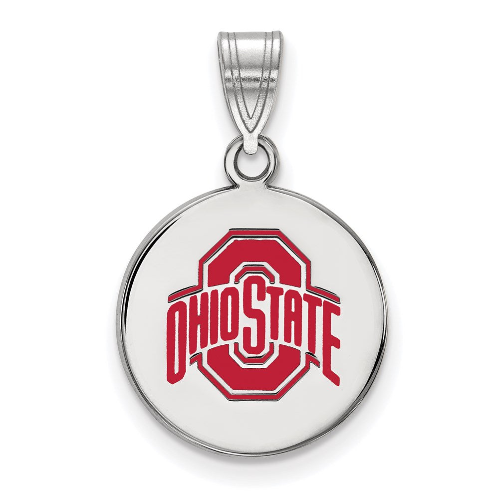 Sterlingsilber Rhodiniert Logoart The Ohio State University Mittel Emailliert Plättchen Anhänger