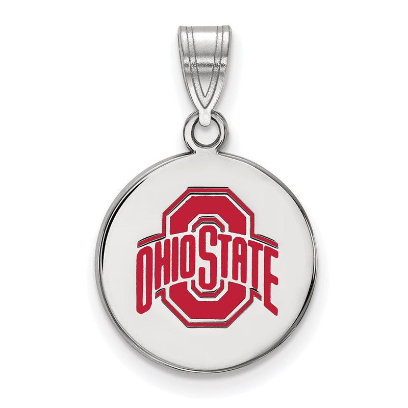 Sterlingsilber Rhodiniert Logoart The Ohio State University Mittel Emailliert Plättchen Anhänger
