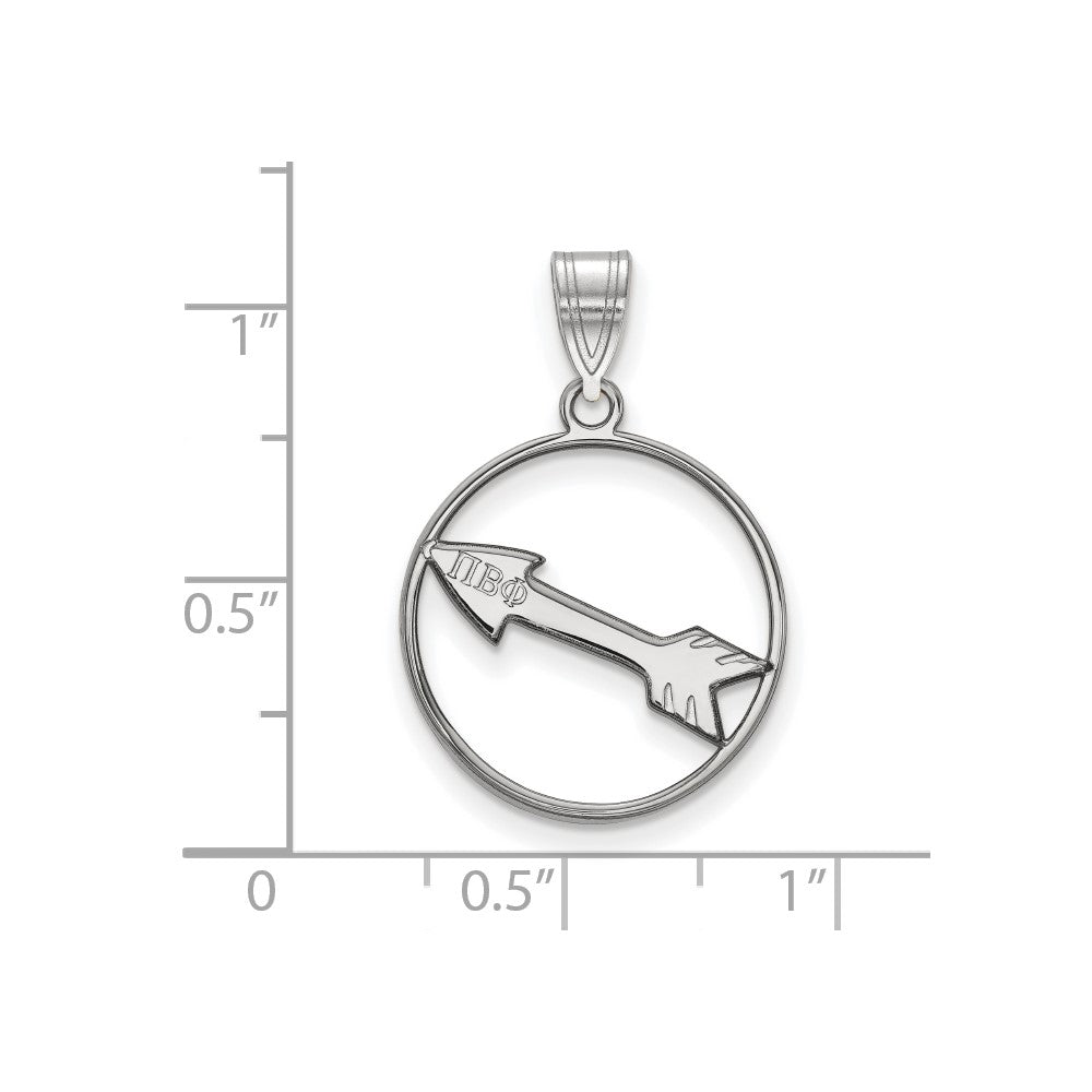 Sterlingsilber Rhodiniert Logoart Pi Beta Phi Sorority Symbol Mittel Kreis Anhänger