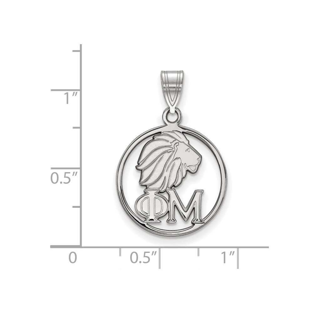 Sterlingsilber Rhodiniert Logoart Phi Mu Sorority Symbol Klein Kreis Anhänger
