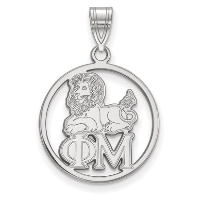 Sterlingsilber Rhodiniert Logoart Phi Mu Sorority Symbol Klein Kreis Anhänger