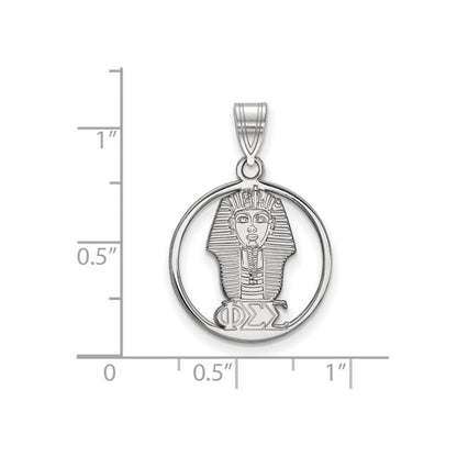 Sterlingsilber Rhodiniert Logoart Phi Sigma Sorority Symbol Mittel Kreis Anhänger