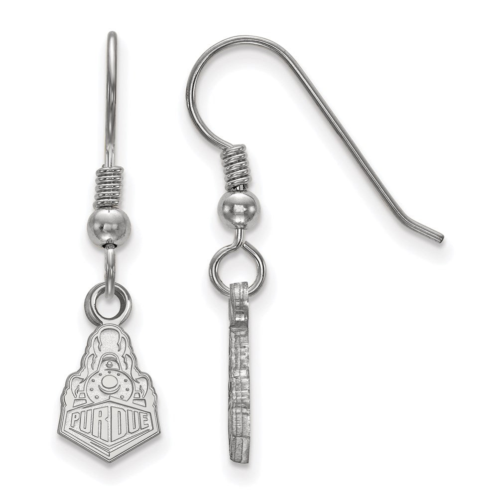 Sterlingsilber Rhodiniert Logoart Purdue University Boilermakers Zug Logo Extra Klein Hängend Draht Ohrringe