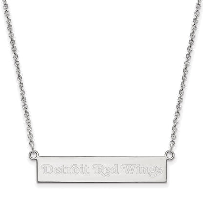 Sterlingsilber Rhodiniert Nhl Logoart Detroit Rot Flügel Klein Stab 18 Zoll Halskette