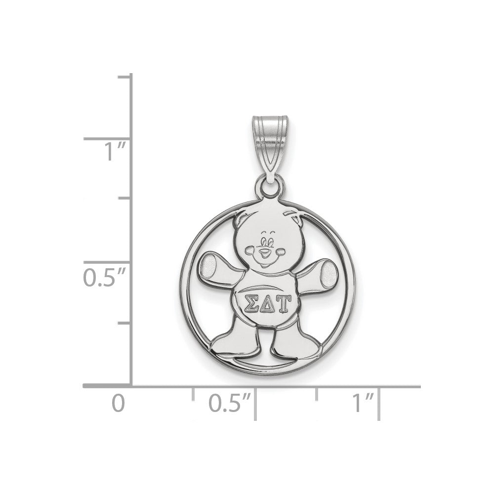 Sterlingsilber Rhodiniert Logoart Sigma Delta Tau Sorority Symbol Mittel Kreis Anhänger