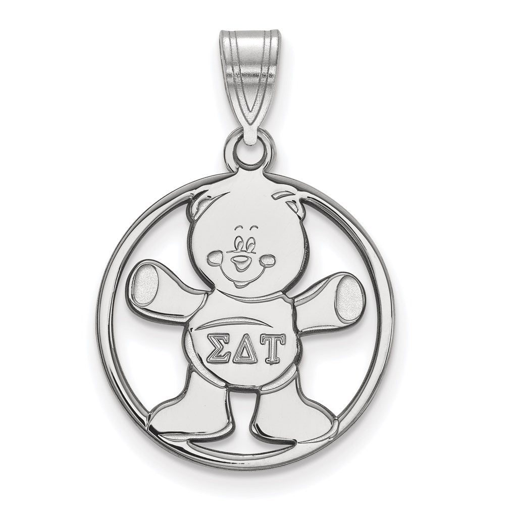 Sterlingsilber Rhodiniert Logoart Sigma Delta Tau Sorority Symbol Mittel Kreis Anhänger