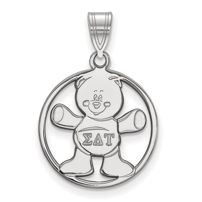 Sterlingsilber Rhodiniert Logoart Sigma Delta Tau Sorority Symbol Mittel Kreis Anhänger