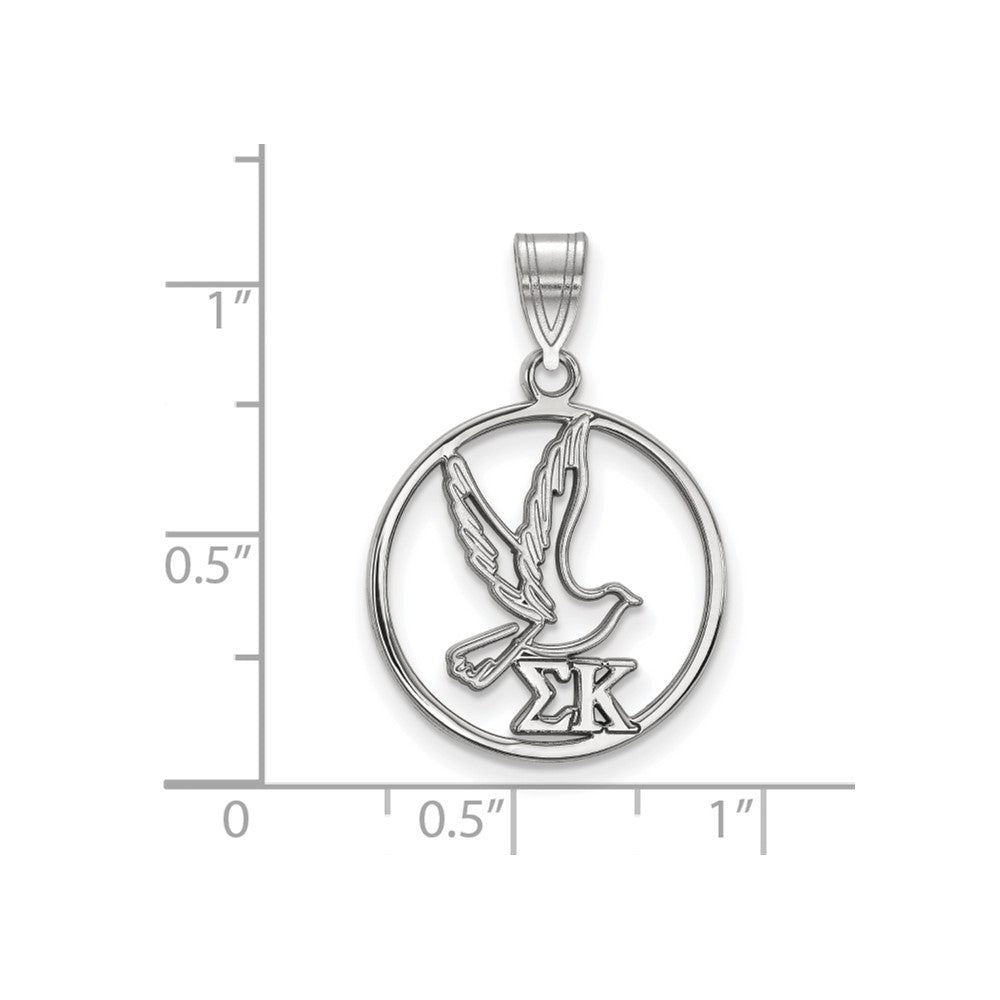Sterlingsilber Rhodiniert Logoart Sigma Kappa Sorority Symbol Mittel Kreis Anhänger