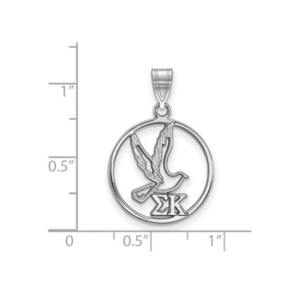 Sterlingsilber Rhodiniert Logoart Sigma Kappa Sorority Symbol Mittel Kreis Anhänger