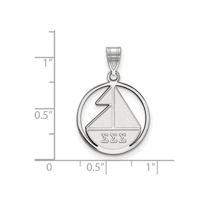 Sterlingsilber Rhodiniert Logoart Sigma Sorority Symbol Mittel Kreis Anhänger
