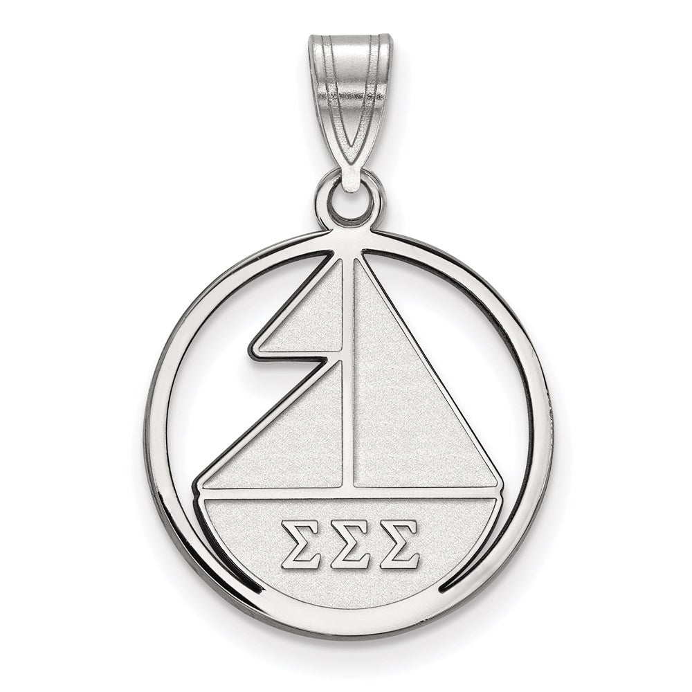 Sterlingsilber Rhodiniert Logoart Sigma Sorority Symbol Mittel Kreis Anhänger