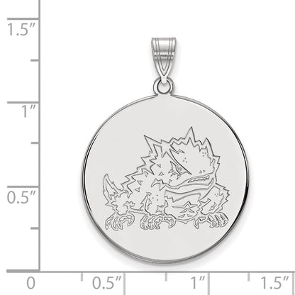 10K Weißgold Logoart Texas Christlich University Gehörnt Frosch Extra Groß Plättchen Anhänger
