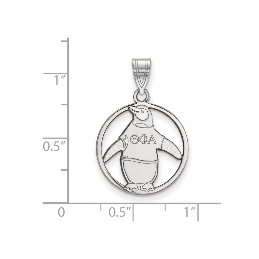 Sterlingsilber Rhodiniert Logoart Theta Phi Alpha Sorority Symbol Mittel Kreis Anhänger