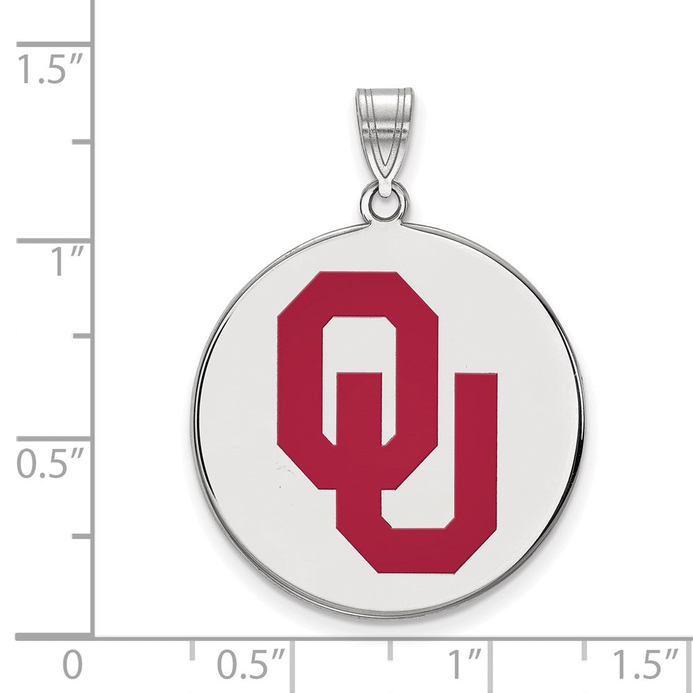 Sterlingsilber Rhodiniert Logoart University Of Oklahoma O U Extra Groß Emailliert Plättchen Anhänger