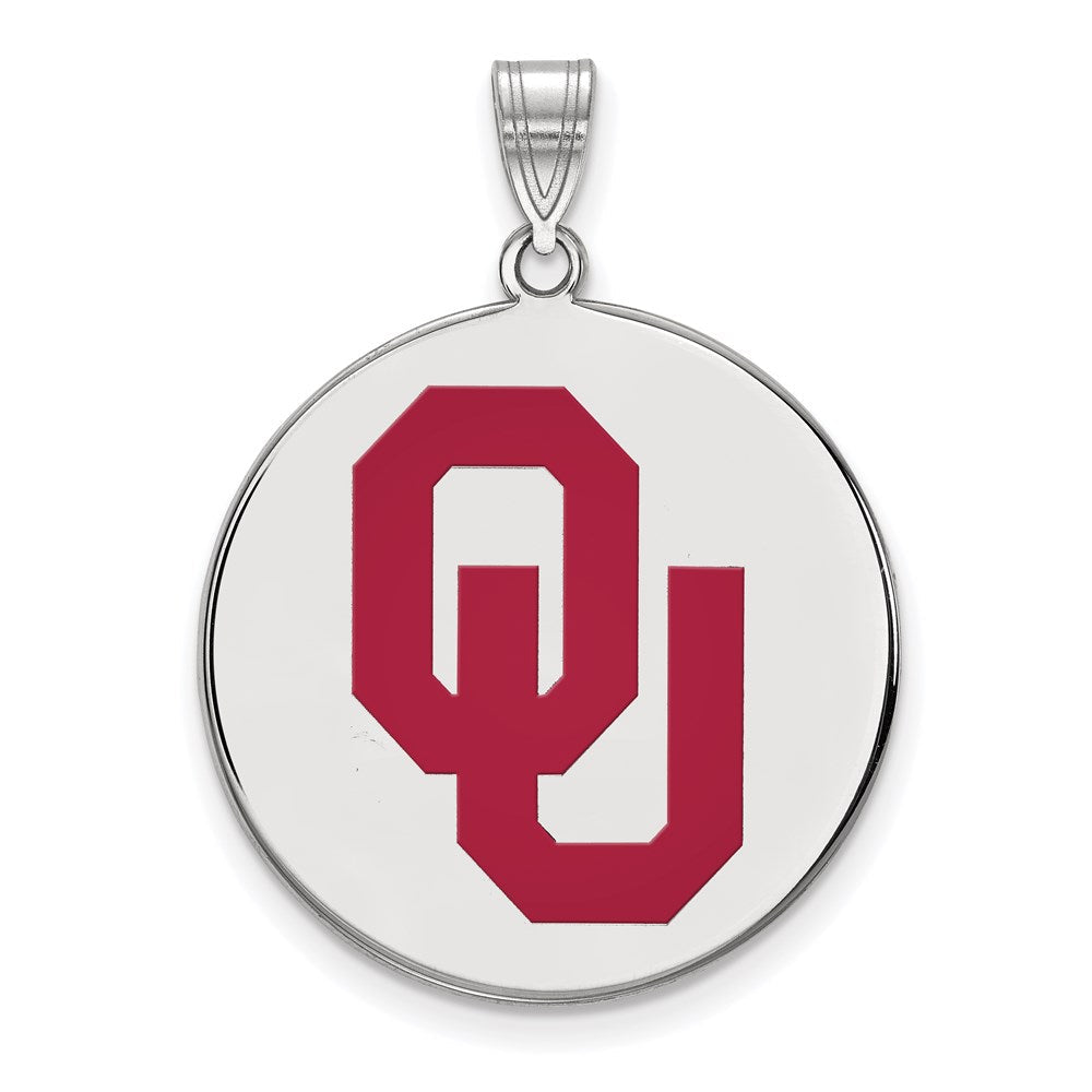 Sterlingsilber Rhodiniert Logoart University Of Oklahoma O U Extra Groß Emailliert Plättchen Anhänger