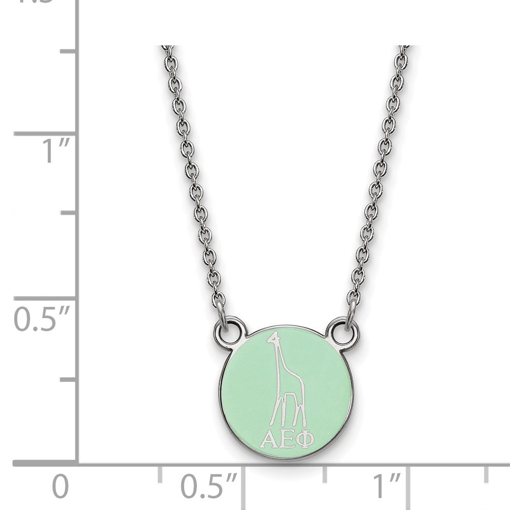 Sterlingsilber Rhodiniert Logoart Alpha Epsilon Phi Extra Sorority Symbol Klein Farbe Emaille Anhänger 18 Zoll Halskette