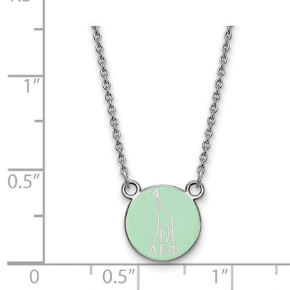 Sterlingsilber Rhodiniert Logoart Alpha Epsilon Phi Extra Sorority Symbol Klein Farbe Emaille Anhänger 18 Zoll Halskette
