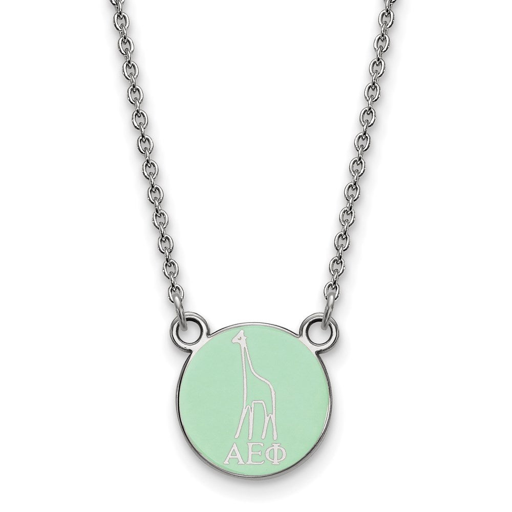 Sterlingsilber Rhodiniert Logoart Alpha Epsilon Phi Extra Sorority Symbol Klein Farbe Emaille Anhänger 18 Zoll Halskette