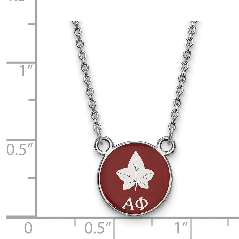Sterlingsilber Rhodiniert Logoart Alpha Phi Sorority Symbol Klein Farbe Emaille Anhänger 18 Zoll Halskette
