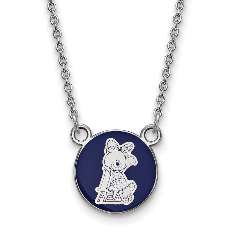 Sterlingsilber Rhodiniert Logoart Alpha Xi Delta Sorority Symbol Klein Farbe Emaille Anhänger 18 Zoll Halskette