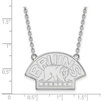 Sterlingsilber Rhodiniert Nhl Logoart Boston Bruins Groß Anhänger 18 Zoll Halskette