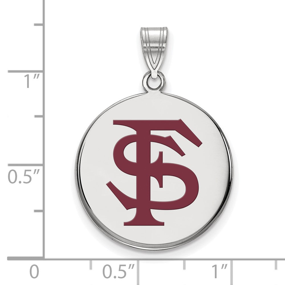 Sterlingsilber Rhodiniert Logoart Florida State University F S Groß Emailliert Plättchen Anhänger