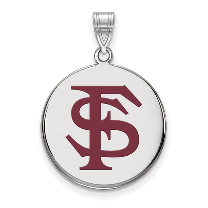 Sterlingsilber Rhodiniert Logoart Florida State University F S Groß Emailliert Plättchen Anhänger