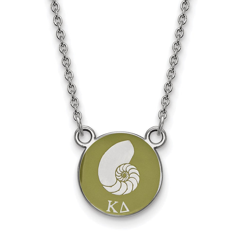Sterlingsilber Rhodiniert Logoart Kappa Delta Sorority Symbol Klein Farbe Emaille Anhänger 18 Zoll Halskette