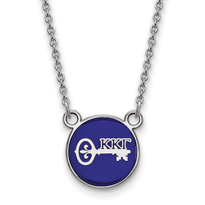 Sterlingsilber Rhodiniert Logoart Kappa Gamma Sorority Symbol Klein Farbe Emaille Anhänger 18 Zoll Halskette
