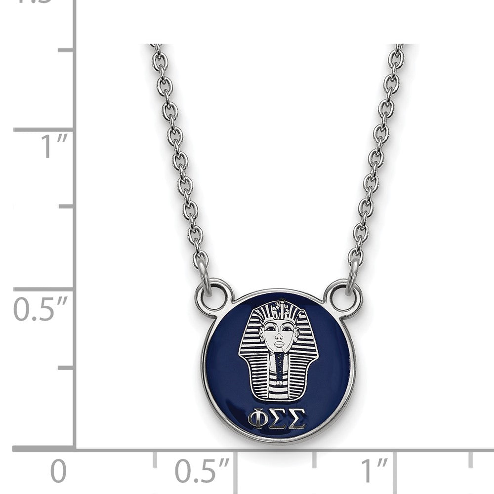Sterlingsilber Rhodiniert Logoart Phi Sigma Sorority Symbol Klein Farbe Emaille Anhänger 18 Zoll Halskette