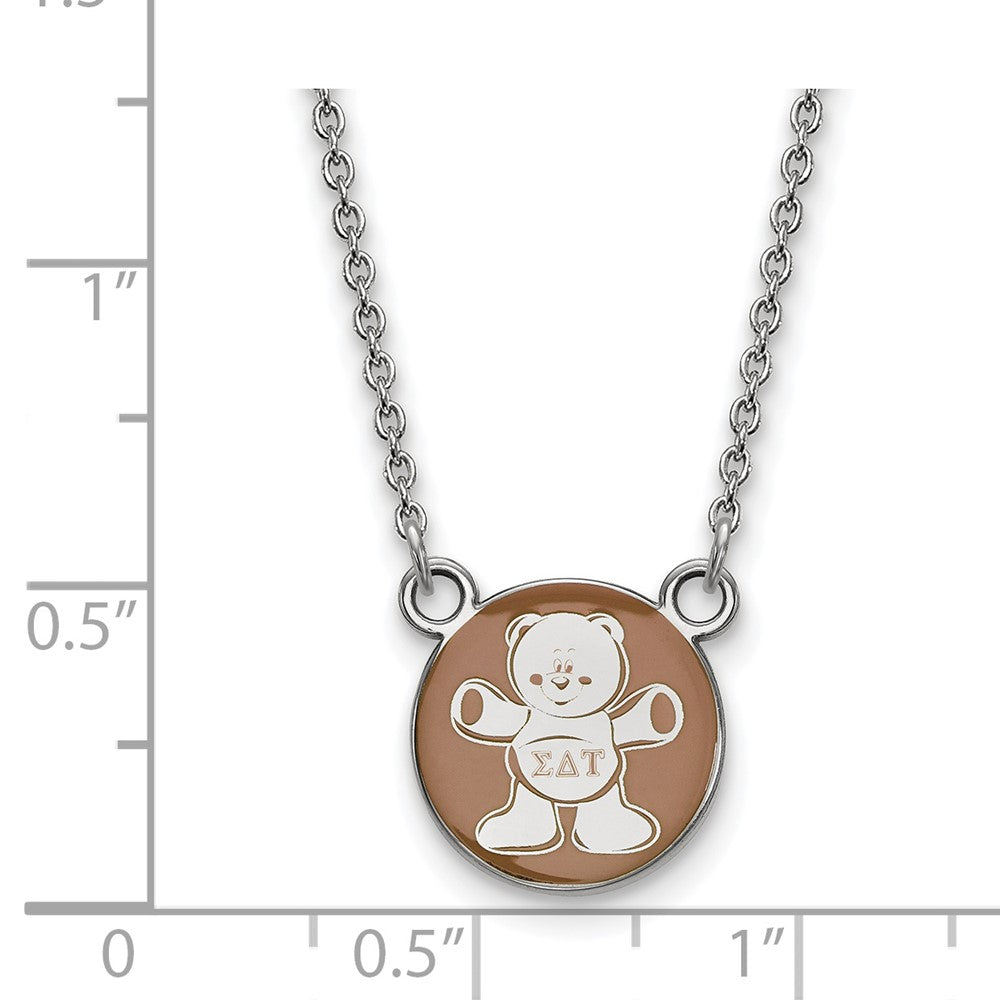 Sterlingsilber Rhodiniert Logoart Sigma Delta Tau Sorority Symbol Klein Farbe Emaille Anhänger 18 Zoll Halskette