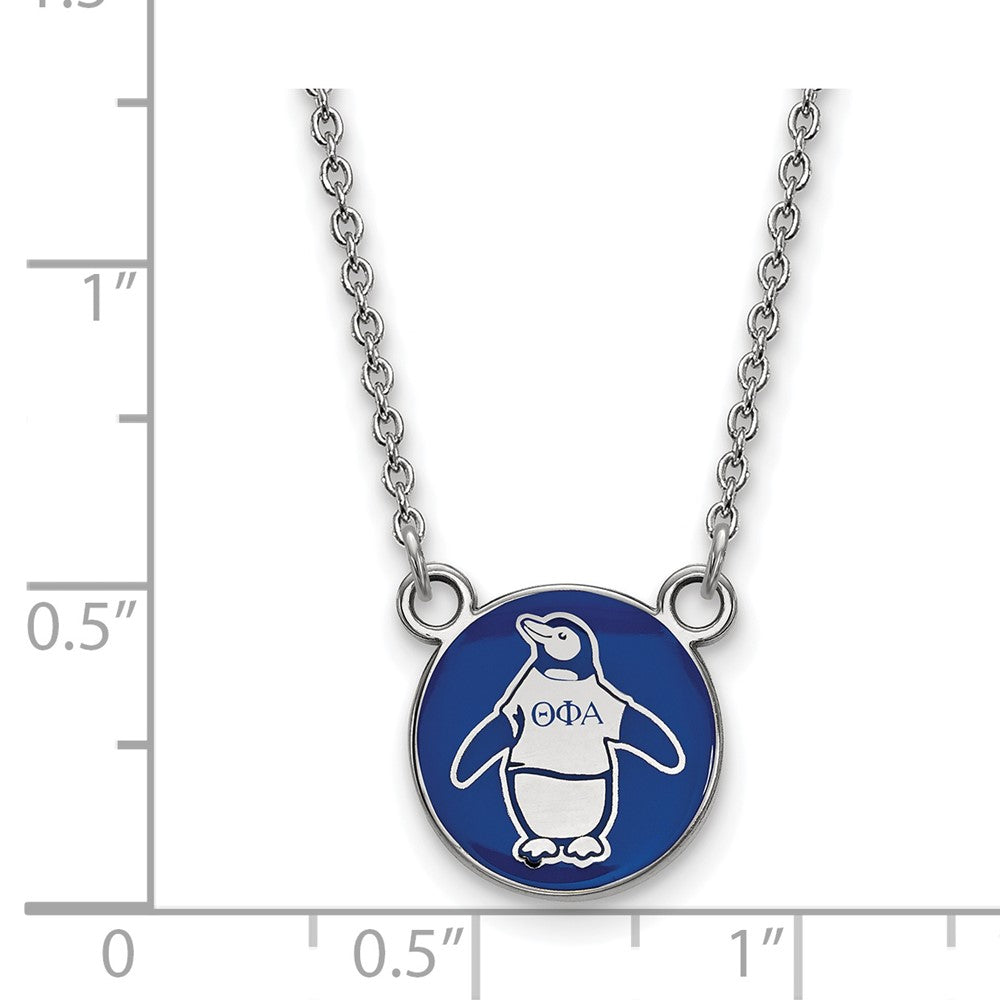 Sterlingsilber Rhodiniert Logoart Theta Phi Alpha Sorority Symbol Klein Farbe Emaille Anhänger 18 Zoll Halskette
