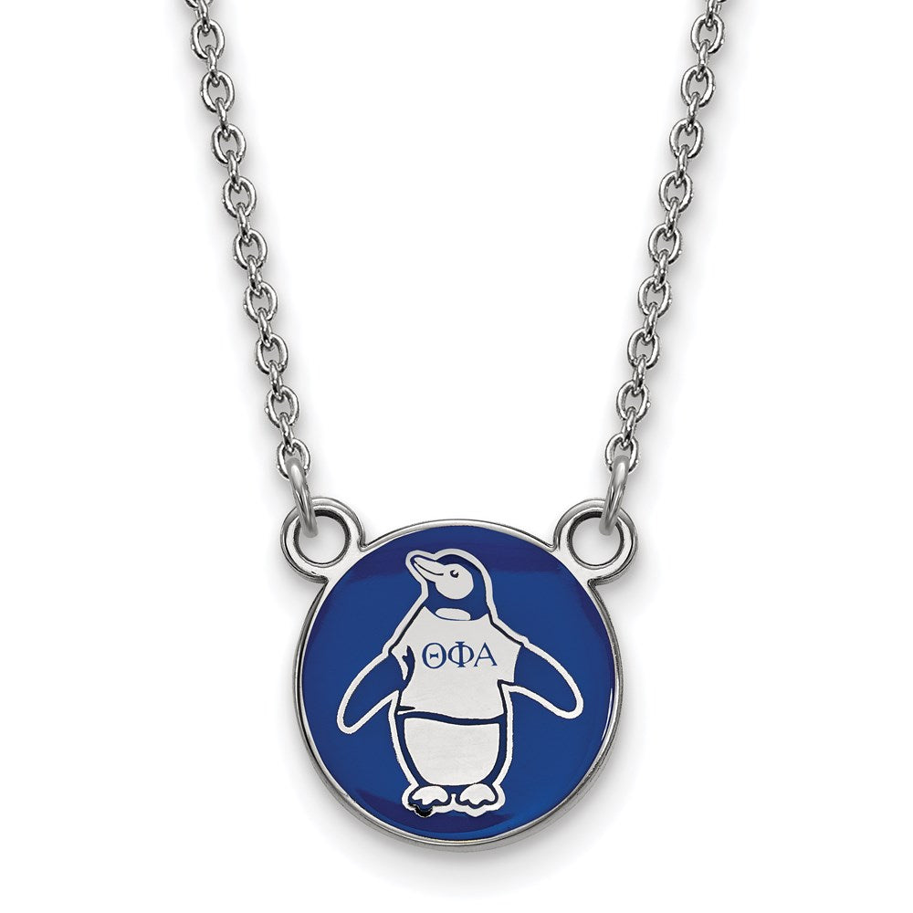 Sterlingsilber Rhodiniert Logoart Theta Phi Alpha Sorority Symbol Klein Farbe Emaille Anhänger 18 Zoll Halskette