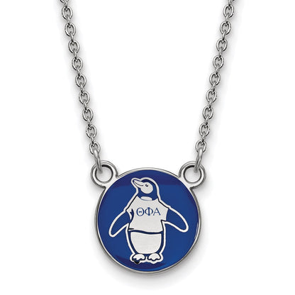 Sterlingsilber Rhodiniert Logoart Theta Phi Alpha Sorority Symbol Klein Farbe Emaille Anhänger 18 Zoll Halskette