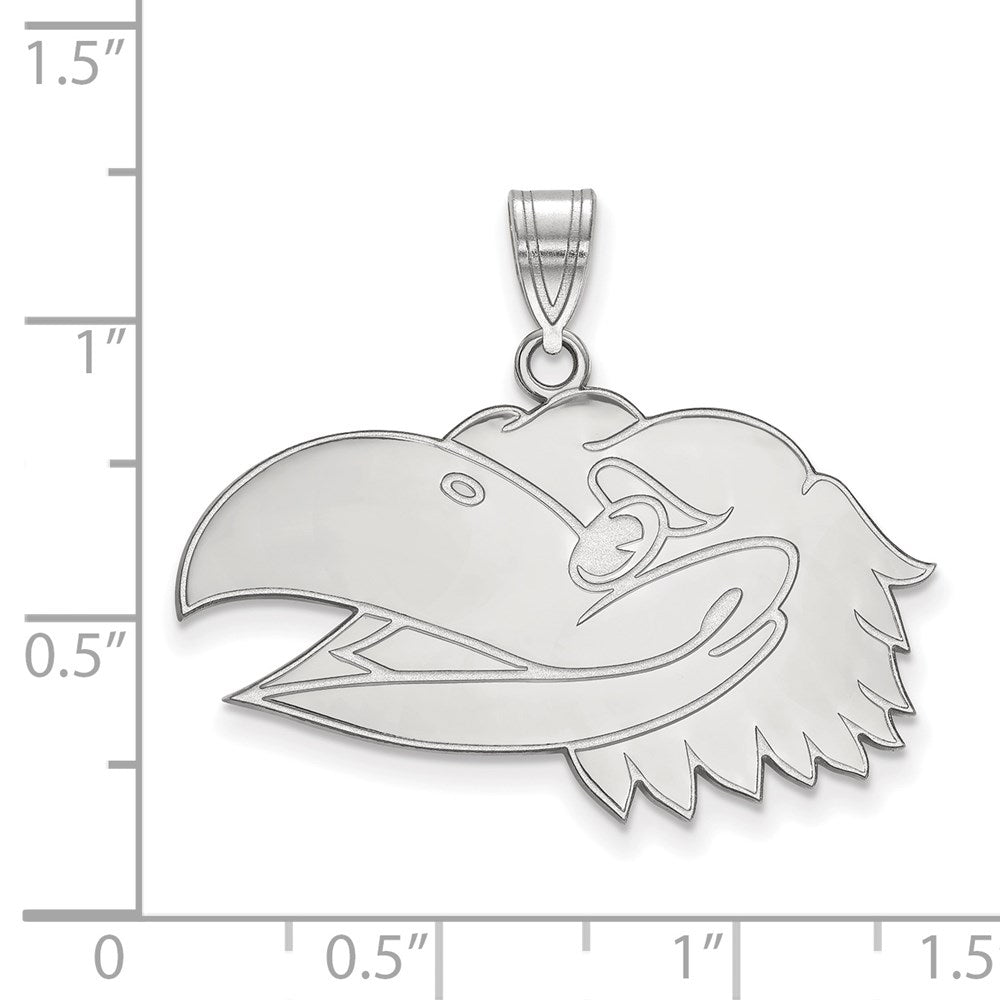 Sterlingsilber Rhodiniert Logoart University Of Kansas Jayhawk Groß Anhänger