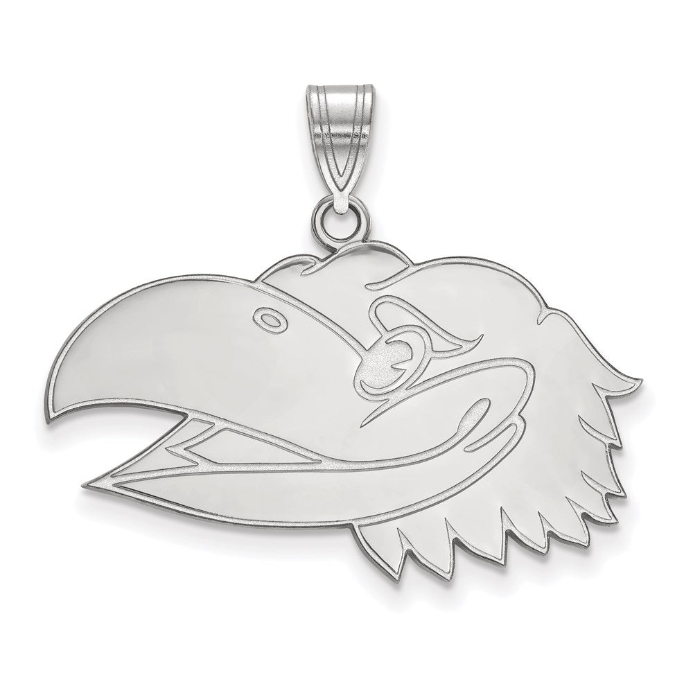 Sterlingsilber Rhodiniert Logoart University Of Kansas Jayhawk Groß Anhänger