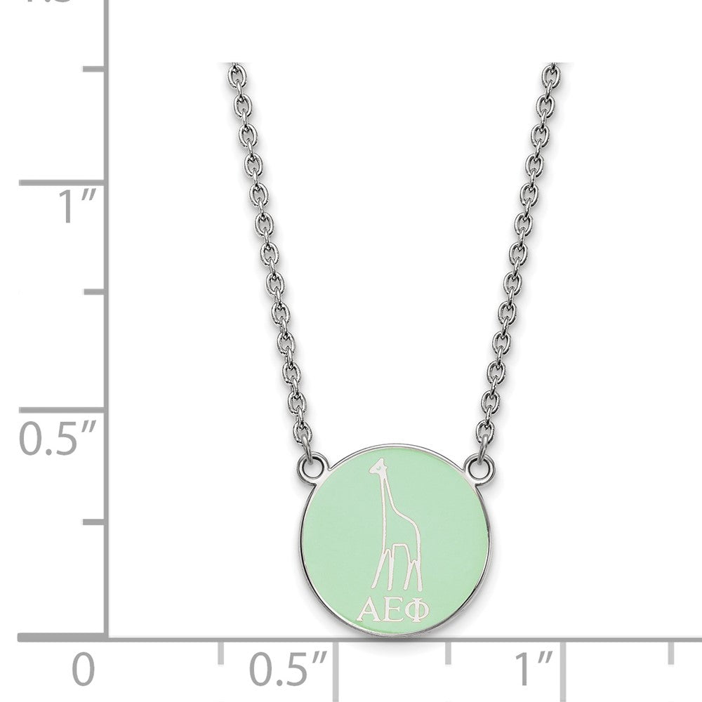 Sterlingsilber Rhodiniert Logoart Alpha Epsilon Phi Sorority Symbol Klein Farbe Emaille Anhänger 18 Zoll Halskette