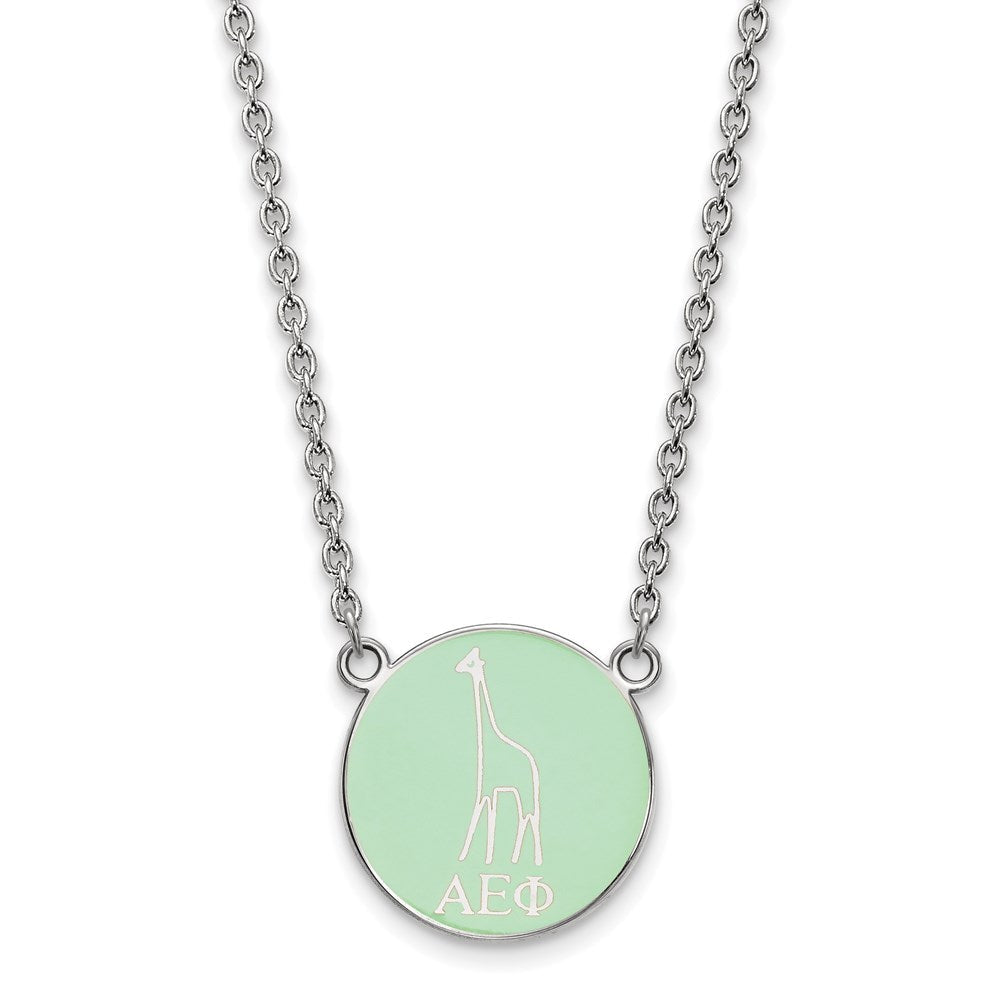 Sterlingsilber Rhodiniert Logoart Alpha Epsilon Phi Sorority Symbol Klein Farbe Emaille Anhänger 18 Zoll Halskette